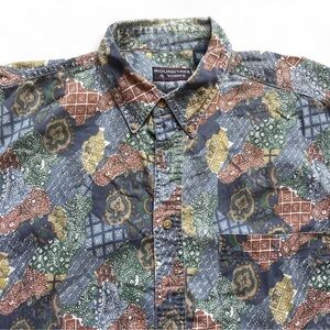 Roundtree & Yorke Mens L Paisley Button Down Shirt Short Sleeve Y2K Retro